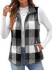 Fantaslook Women Plaid Outwear Vest Lightweight Sleeveless Jackets Zipper Fall Winter Coats with Pockets