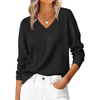 Fantaslook Knit Sweater for Women Long Sleeve V Neck Fall Tops Trendy Casual Pullover Work Shirts