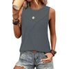 Fantaslook Summer Tank Tops for Women Pleated Crewneck Casual Sleeveless Tops Dressy Shirts
