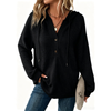 Fantaslook Hoodies for Women Waffle Knit Sweatshirts Drawstring Long Sleeve Tops Button V Neck Pullover