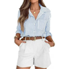 Fantaslook Striped Button Down Shirts for Women Classic Long Sleeve Collared Office Work Blouses Tops