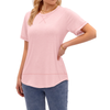 Fantaslook Short Sleeve Shirts for Women Curved Hem Tunic Tops Casual T Shirt Basic Tees