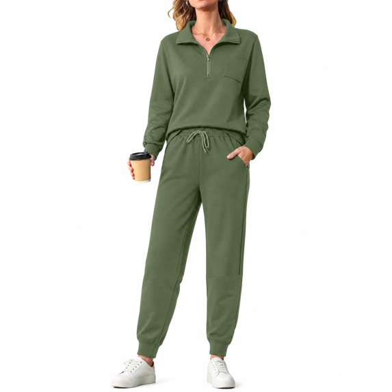 Fantaslook Womens 2 Piece Outfits Sets Lapel Half Zip Sweatsuits Casual Jogger Lounge Sets Fall Tracksuit with Pockets