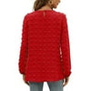 Fantaslook Blouses for Women Crewneck Long Sleeve Tops Chiffon Pom Pom Shirts Fall Casual