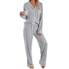 Fantaslook Womens Pajama Sets Long Sleeve Button Down Tops Drawstring Pants Sleepwear Nightwear Soft Pjs Sets with Pockets