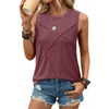 Fantaslook Summer Tank Tops for Women Pleated Crewneck Casual Sleeveless Tops Dressy Shirts