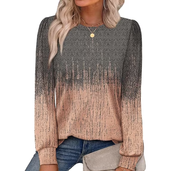 Fantaslook Plus Size Womens Long Sleeve Shirts Fall Tunic Tops Casual Crewneck Floral Blouses