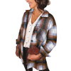 Fantaslook Womens Plaid Shirts Flannel Shacket Jacket Long Sleeve Button Down Shirts Blouses Tops