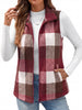 Fantaslook Women Plaid Outwear Vest Lightweight Sleeveless Jackets Zipper Fall Winter Coats with Pockets