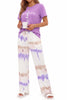 Fantaslook Womens Pajamas Sets Crewneck Short Sleeve Printed 2 Piece Outfits Set Tie Dye Casual Loungewear with Pockets