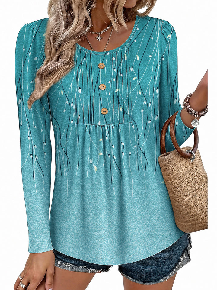 Fantaslook Womens Tops Dressy Casual Button Pleated Blouses Long Sleeve Shirts Fall Fashion Tunic Tops