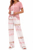 Fantaslook Womens Pajamas Sets Crewneck Short Sleeve Printed 2 Piece Outfits Set Tie Dye Casual Loungewear with Pockets