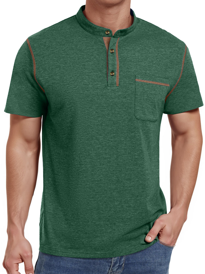 Thrilos Mens Henley Shirts Short Sleeve Casual Tops Lightweight Pullover Shirt Button Cotton T-Shirt with Pocket