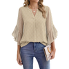 Fantaslook Blouses for Women 3/4 Ruffle Sleeve Summer Tops V Neck Business Work Blouse Dressy Casual Shirts