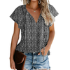 Fantaslook Blouses for Women Floral Print V Neck Ruffle Short Sleeve Shirts Casual Summer Tops
