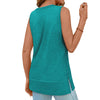MOSHU Summer Tank Tops for Women Round Neck Sleeveless Plus Size Tops Slit Side Stiching Womens Shirts