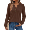 Fantaslook V Neck Henley Blouses for Women Dressy Fall Tops Long Sleeve Shirts Fashion Clothes