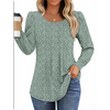 Fantaslook Pleated Blouses for Women Dressy Casual Long Sleeve Shirts Fall Tunic Tops