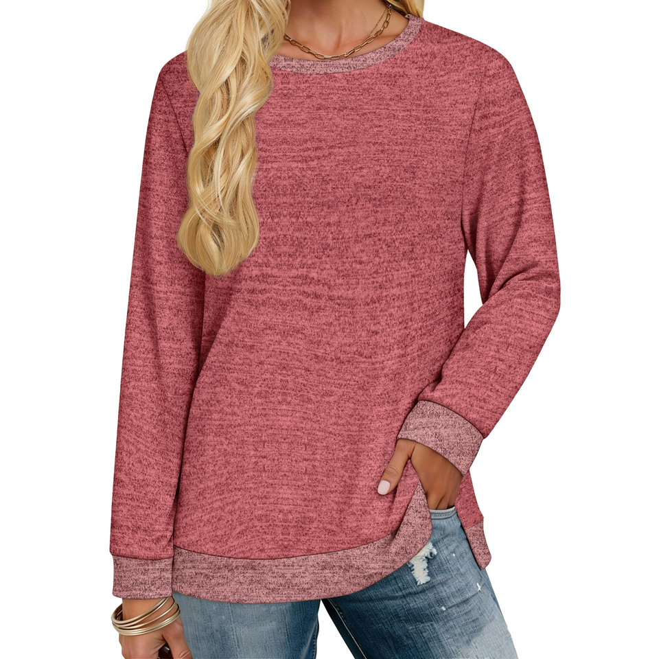 Fantaslook Sweatshirt for Women Long Sleeve Shirts Tunic Tops Color Block Crewneck Sweatshirts Side Split