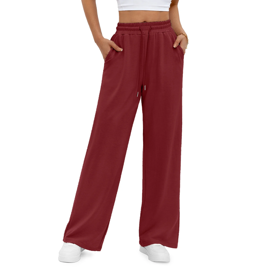 Fantaslook Wide Leg Sweatpants for Women Casual High Waisted Baggy Sweatpants Drawstring Workout Pants with Pockets Fashion Outfits