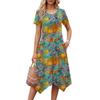 Fantaslook Plus Size Dresses for Women Floral Asymmetrical Hem Dress Summer Sundresses with Pockets