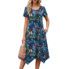 Fantaslook Plus Size Dresses for Women Floral Asymmetrical Hem Dress Summer Sundresses with Pockets
