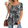 Fantaslook Dressy Blouses for Women Pleated Short Sleeve Tunic Tops Casual Floral Shirts