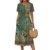 Fantaslook Summer Short Sleeve Midi Dresses for Women Casual Floral T Shirt Dresses Flowy Beach Sundress with Pockets