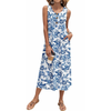 Fantaslook Long Tank Dresses for Women Summer Sleeveless Button Down Dress Casual Loose Beach Vacation Sundress