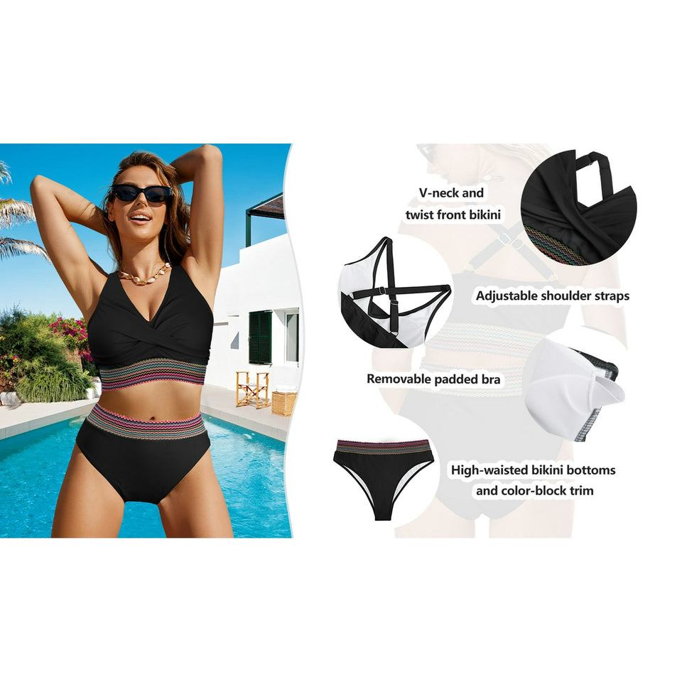 Rosvigor Plus Size Womens Bikini Sets High Waisted Swimsuit bikini Bathing Suit for Women Two Pieces Swimwear