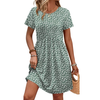 Fantaslook Summer Dresses for Women Casual Short Sleeve V Neck Babydoll Dress Fashion Vacation Mini Dress with Pockets