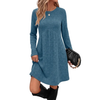 Fantaslook Fall Long Sleeve Dresses for Women Crew Neck Empire Waist Tunic Dress with Pockets Sweater Dress