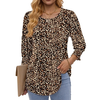 Fantaslook Pleated Blouses for Women Dressy Casual 3/4  Sleeve Womens Tops with Smocked Cuffs Summer Fall Shirts