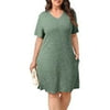 Fantaslook Plus Size Womens Dresses Short Sleeve Lightweight Ribbed Sundress V Neck Casuel Shirt Dresses