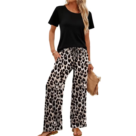Fantaslook Two Piece Sets for Women Summer Vacation Outfits Boho Lounge Sets Beach Airport Travel Matching Clothing