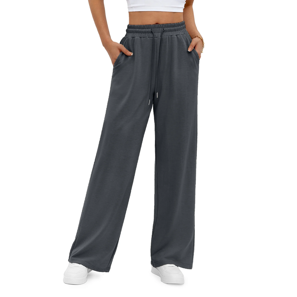 Fantaslook Wide Leg Sweatpants for Women Casual High Waisted Baggy Sweatpants Drawstring Workout Pants with Pockets Fashion Outfits