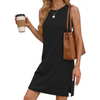 Fantaslook Tank Dresses for Women Crewneck Sleeveless Mini Sundresses Casual Summer Split Dress