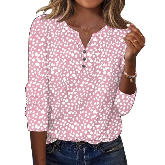 Fantaslook Henley Long Sleeve Shirts for Women Casual V Neck Fall Tops Dressy Work Blouses