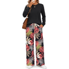 Fantaslook Long Sleeve Two Piece Sets for Women Wide Leg Pants Lounge Sets Fall Vacation Travel Outfits Fashion Boho Matching Sets