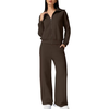 Fantaslook Women Two Piece Outfits Lapel Long Sleeve Zipper Sweatshirts and Wide Leg Pants Lounge Tracksuits Sets