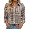 Fantaslook Plaid Button Down Shirts for Women Dressy Casual Long Sleeve Shirts Collared Work Blouses Tops