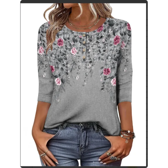 Fantaslook Blouses for Women Henley Long Sleeve Shirts Dressy Casual Fall Tops Work Blouses