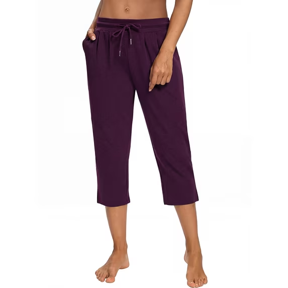 Fantaslook Women Capri Pants High Waisted Drawstring Summer Yoga Pants Workout Cropped Joggers Lounge Pants with Pockets