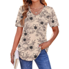 Fantaslook Blouses for Women Dressy Casual V Neck Pleated Tunic Tops Summer Short Sleeve Boho Shirts