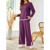 Fantaslook 2 Piece Sets for Women Travel Outfits Color Block Long Sweater Lounge Sets Splits Hem Tracksuits with Pockets