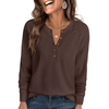 Fantaslook Waffle Long Sleeve Shirts for Women Button Up V Neck Henley Blouses Dressy Casual Fall Tops