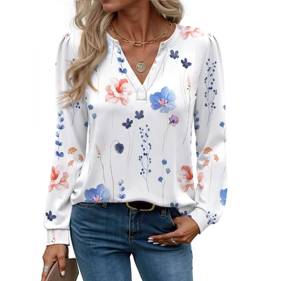 Fantaslook Womens Tops Long Sleeve V Neck Blouses Business Casual Shirts Fall Fashion Dressy Tops