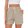 Fantaslook Plaid Shorts for Women Button Gingham Shorts Summer Lounge Boxers Beach Shorts Pants with Pocket