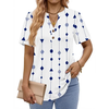 Fantaslook V Neck Henley Blouses for Women Dressy Casual Tops Summer Short Sleeve Shirts Fashion Clothes