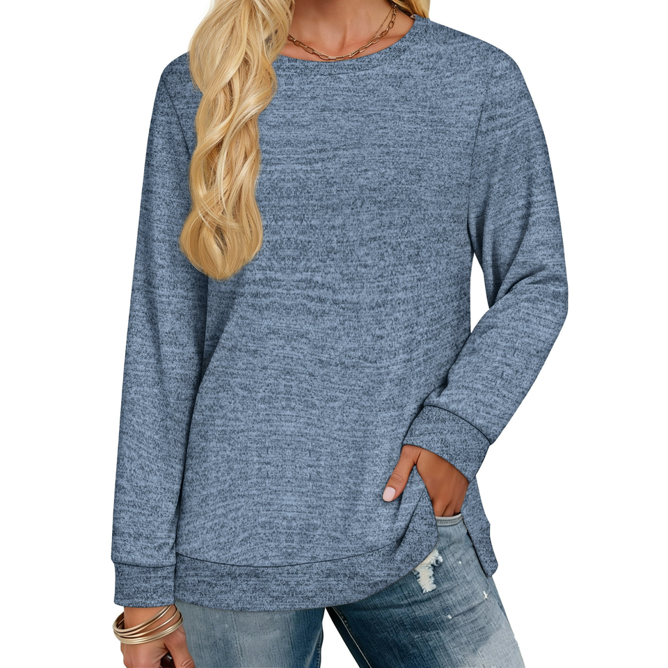 Fantaslook Sweatshirt for Women Long Sleeve Shirts Tunic Tops Color Block Crewneck Sweatshirts Side Split